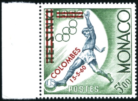 Stamp of Colonies françaises » Monaco 1960 Coupe de France de Football : 5F vert reprena