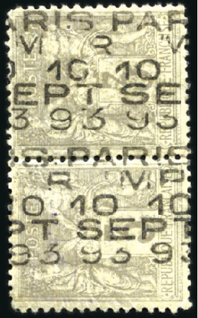 Stamp of France » Préoblitérés 1893 3c gris en paire du 10 septembre, un léger po