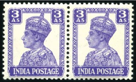 Stamp of India » 1855-1946 De La Rue and later Crown Colony Issues 1940-43 3a Bright Violet (typo printing) with wate