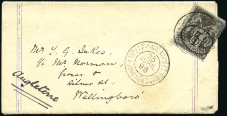 Stamp of Colonies françaises » Madagascar (Poste française) 1896 Ellipse 5c sur 1c (déf.) sur imprimé pour l'A