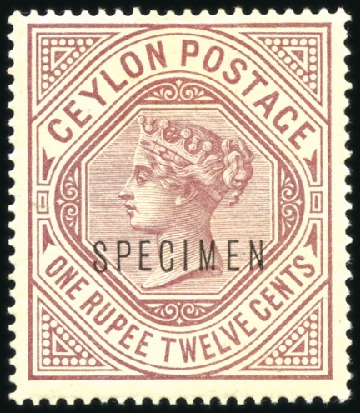 Stamp of Ceylon 1882-1900, Selection of SPECIMENS mint hinged, wit
