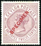 Stamp of Ceylon 1882-1900, Selection of SPECIMENS mint hinged, wit