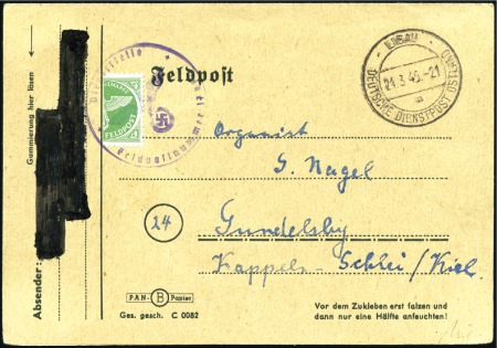 Stamp of Germany » German WWII Occupation Issues » Field Post Stamps  WITHDRAWN (Forgery)

KURLAND: 1945 (Mar 21) Fiel
