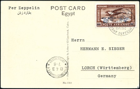 Stamp of Egypt » Commemoratives 1931 (Apr 41) Graf Zeppelin flight with 1931 50m o