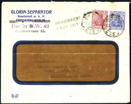 Stamp of Germany » German Empire 1919 (8 Oct.) Cover to Sweden franked by Germania 