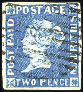 Stamp of Mauritius 1848-59 Post Paid 2d deep blue early impression, g