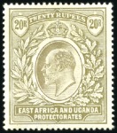 Stamp of Kenya, Uganda and Tanganyika » Kenya, Uganda and Tanganyika 1903-04 Wmk Crown CA and CC 1/2a to 20r part set o