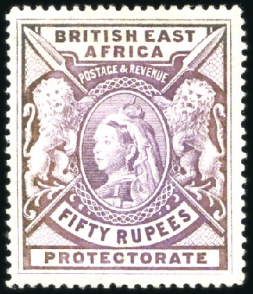 Stamp of Kenya, Uganda and Tanganyika » British East Africa 1897-1903 Wmk Crown CC 50r mauve with WATERMARK RE