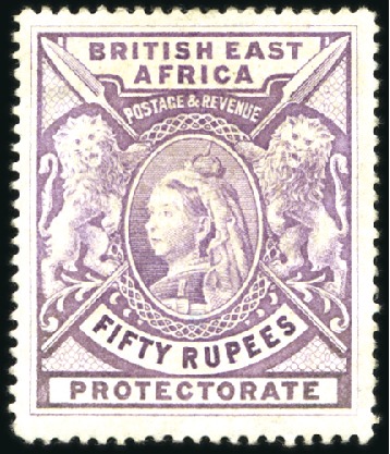 Stamp of Kenya, Uganda and Tanganyika » British East Africa 1897-1903 Wmk Crown CC 50r mauve, mint, lightly hi