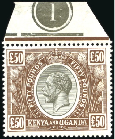 Stamp of Kenya, Uganda and Tanganyika » Kenya, Uganda and Tanganyika 1922-27 Wmk Script CA £50 black and brown, on chal