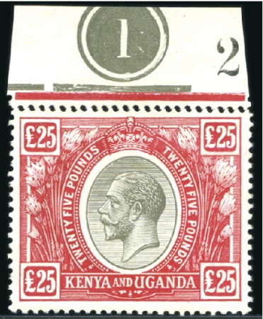 Stamp of Kenya, Uganda and Tanganyika » Kenya, Uganda and Tanganyika 1922-27 Script CA £25 black and red, on chalk-surf