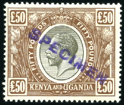 Stamp of Kenya, Uganda and Tanganyika » Kenya, Uganda and Tanganyika 1922-27 Wmk Script CA £50 black and brown, on chal