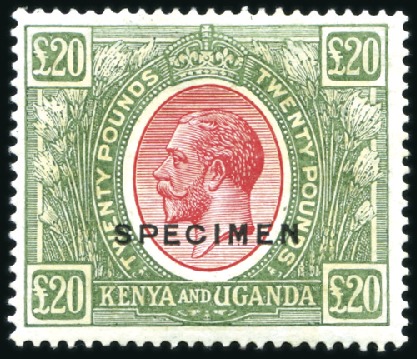 Stamp of Kenya, Uganda and Tanganyika » Kenya, Uganda and Tanganyika 1922-27 Wmk Script CA £20 red and green, on chalk-