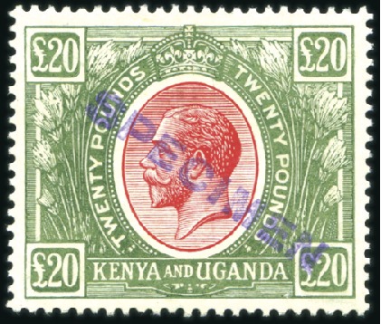 Stamp of Kenya, Uganda and Tanganyika » Kenya, Uganda and Tanganyika 1922-27 Wmk Script CA £20 red and green, on chalk-