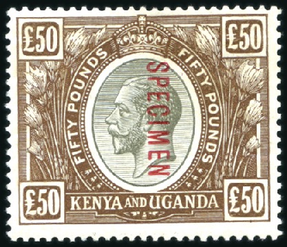 Stamp of Kenya, Uganda and Tanganyika » Kenya, Uganda and Tanganyika 1922-27 Wmk Script CA £50 black and brown, on chal