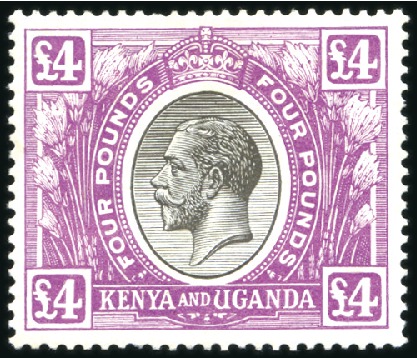 Stamp of Kenya, Uganda and Tanganyika » Kenya, Uganda and Tanganyika 1922-27 Wmk Script CA £4 black and magenta, on cha