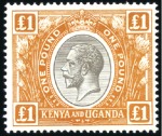 Stamp of Kenya, Uganda and Tanganyika » Kenya, Uganda and Tanganyika 1922-27 Wmk Script CA 1c to £1 complete short set 