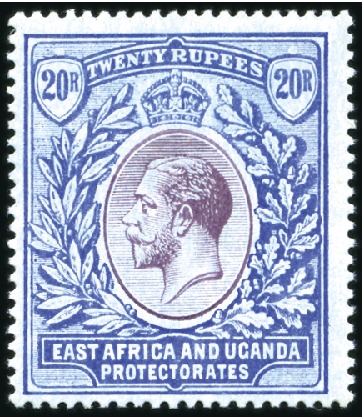 Stamp of Kenya, Uganda and Tanganyika » Kenya, Uganda and Tanganyika 1912-21 Wmk Multiple Crown CA 20r purple and blue 