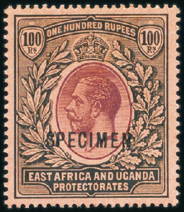 Stamp of Kenya, Uganda and Tanganyika » Kenya, Uganda and Tanganyika 1912-21 Wmk Multiple Crown CA 100r purple and blac