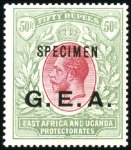 Stamp of Tanganyika 1917-21 Multiple Crown CA GEA 1c to 50r complete s
