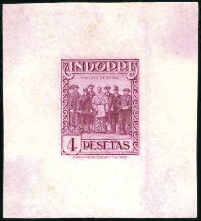 Stamp of Andorra (Spanish Post) 1929 4pta lilac-red imperforated proof, very fine,