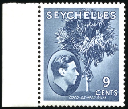 Stamp of Seychelles 1938-49 Wmk Multiple Script CA 9c dull blue with I