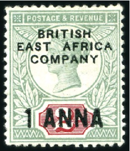 Stamp of Kenya, Uganda and Tanganyika » British East Africa 1890 Surcharges: 1a on on 2d grey-green and carmin