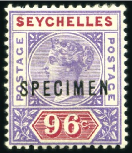 Stamp of Seychelles 1890-1902 Group of SPECIMEN ovpts incl. 1890 set o