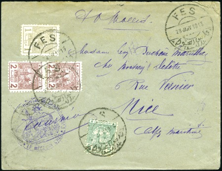 Stamp of Colonies françaises » Maroc 1913 Quatre lettres sur pages d'expo avec divers t