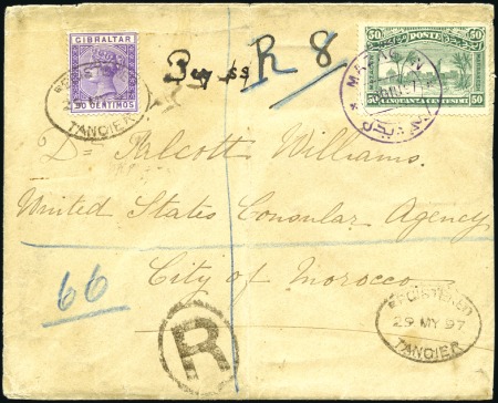 Stamp of Colonies françaises » Maroc 1897 Lettre (fatiguée) de Tanger pour Marrakech av