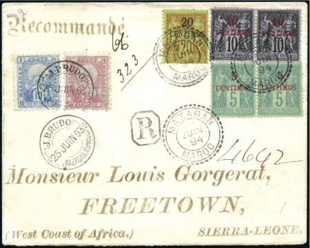 Stamp of Colonies françaises » Maroc 1894 Env. recommandé de Mazagan 25.06.94 pour le S