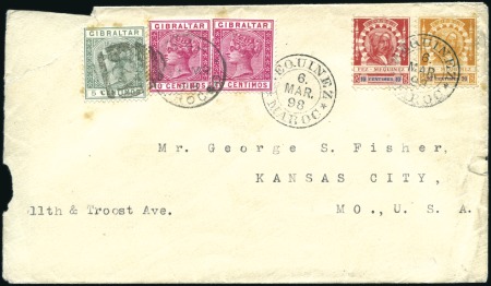Stamp of Colonies françaises » Maroc 1898 Env. de Mequinez pour les USA avec afft mixte