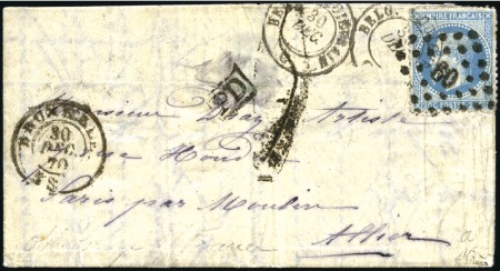 Stamp of France » Guerre de 1870-1871 L'unique boule de Moulins postée de Belgique avec