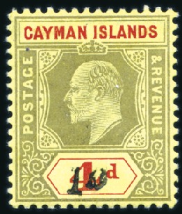 Stamp of Cayman Islands 1908 Provisional Unissued Revenue 1d on 4d black &