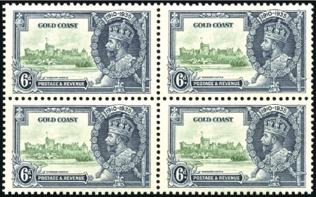 Stamp of Gold Coast 1935 Silver Jubilee 1d, 3d and 6d in mint blocks o