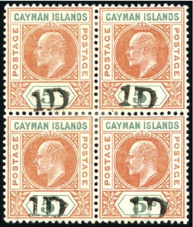 Stamp of Cayman Islands 1908 Georgetown Provisional 1d on 5s salmon and gr