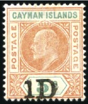 Stamp of Cayman Islands 1908 Georgetown Provisional 1/2d on 5s & 1d on 5s 