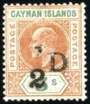 Stamp of Cayman Islands 1908 Georgetown Provisional 1/2d on 5s & 1d on 5s 