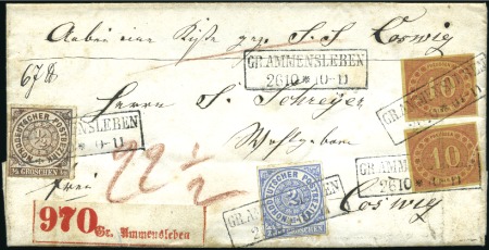 Stamp of German States » Prussia 1869 Folded entire (parcel letter) to Coswig frank