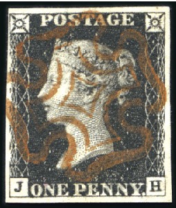 Stamp of Great Britain » 1840 1d Black and 1d Red plates 1a to 11 1840 1d Black pl.6 JH with fine to large margins, 