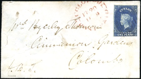 Stamp of Ceylon 1859 (Feb 20) Cover sent locally with 1857-59 1d B