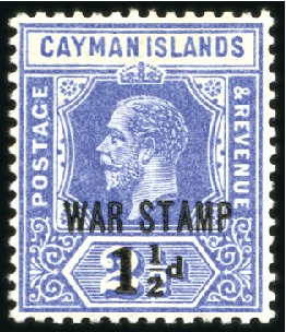Stamp of Cayman Islands 1917 War Tax 1 1/2d on 2 1/2d blue, type 16, mint,