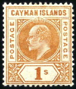 Stamp of Cayman Islands 1905 Multiple Crown CA 1s orange, mint, showing DE
