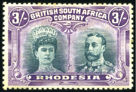 Stamp of Rhodesia 1910-13 Double Head 3s bright green and magenta, p