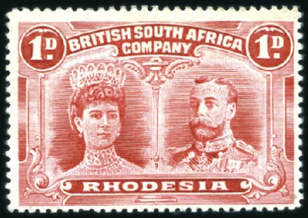 Stamp of Rhodesia 1910-13 Double Head 1d rose-carmine, perf. 15, min