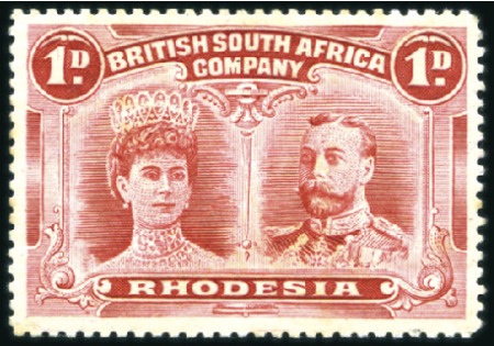Stamp of Rhodesia 1910-13 Double Head 1d rose-carmine, perf. 15, min