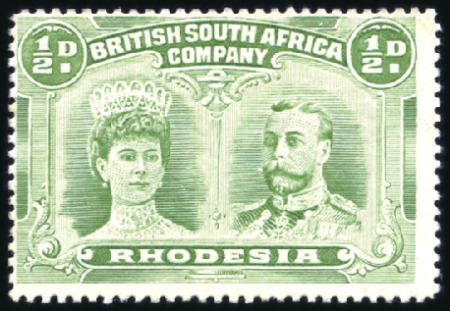 Stamp of Rhodesia 1910-13 Double Head 1/2d yellow-green, perf. 15, m