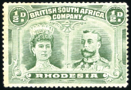 Stamp of Rhodesia 1910-13 Double Head 1/2d yellow-green, perf. 15, m