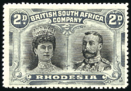 Stamp of Rhodesia 1910-13 Double Head 2d black and slate, perf. 15, 