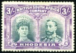 Stamp of Rhodesia 1910-13 Double Head 1/2d to 10s attractive assembl